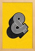 JUNIQE - Poster met houten lijst Ampersand geel -13x18 /Geel & Zwart