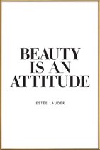 JUNIQE - Poster met kunststof lijst Beauty is - Citaat van Estée
