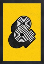 JUNIQE - Poster in houten lijst Ampersand geel -20x30 /Geel & Zwart