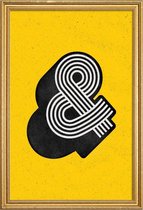 JUNIQE - Poster met houten lijst Ampersand geel -13x18 /Geel & Zwart