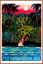 JUNIQE - Poster met kunststof lijst hawaii2 -20x30 /Blauw & Groen