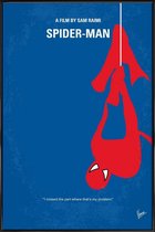 JUNIQE - Poster in kunststof lijst Spiderman -20x30 /Blauw & Rood