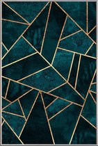 JUNIQE - Poster met kunststof lijst Deep Teal Stone -30x45 /Groen &