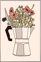 JUNIQE - Poster met kunststof lijst Moka Flowers Colors -30x45 /Grijs