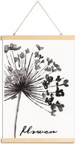 JUNIQE - Posterhanger Flower -30x45 /Wit & Zwart