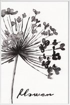 JUNIQE - Poster in kunststof lijst Flower -40x60 /Wit & Zwart