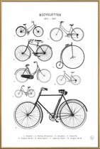 JUNIQE - Poster met kunststof lijst Bicyclettes -13x18 /Wit & Zwart