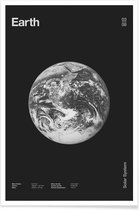 JUNIQE - Poster Earth -40x60 /Grijs & Zwart