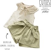 Korte broek meisjes met stipjes top – Shorts meisje groen met top –  [Leeftijd ca. 4 – 5 jaar] - set van 2