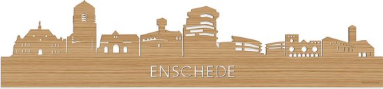 Skyline Enschede Bamboe hout - 100 cm - Woondecoratie - Wanddecoratie - Meer steden beschikbaar - Woonkamer idee - City Art - Steden kunst - Cadeau voor hem - Cadeau voor haar - Jubileum - Trouwerij - WoodWideCities