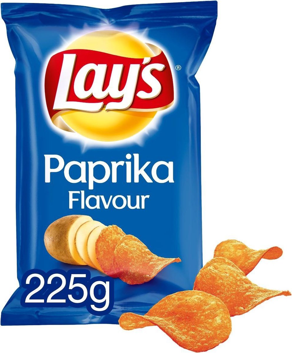 Lay's Chips Paprika Smaak Doos 15 zakken 225 gram bol
