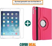 Fooniq Draaihoes Roze + Screenprotector - Geschikt Voor Apple iPad Mini 4