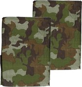 2x stuks groene camouflage afdekzeilen / dekzeilen - 3 x 4 meter - dekkleed / zeil - Legerprint