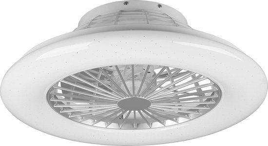 LED Plafondlamp met Ventilator - Plafondventilator - Trion Romina - 39W - Aanpasbare Kleur - Afstandsbediening - RGBW - Dimbaar - Rond - Mat Titaan - Kunststof