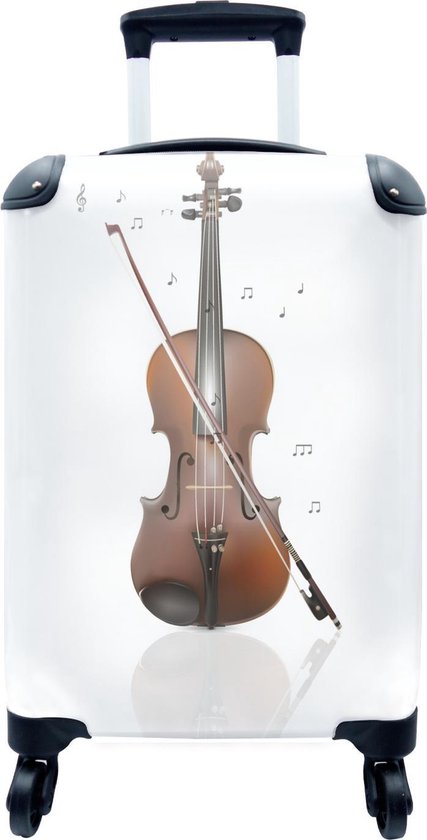 Valise - notes de musique autour d'un violon - 35x55x20 cm - Bagage à main  - Trolley