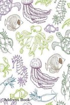 Address Book: For Contacts, Addresses, Phone, Email, Note, Emergency Contacts, Alphabetical Index With Sea Animals Seamless Backgrou