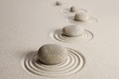 Tuinposter - Zen - Steen / Zand in beige / wit / zwart / taupe - 160 x 240 cm.