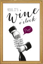 JUNIQE - Poster met houten lijst Wine o'clock -20x30 /Paars & Wit