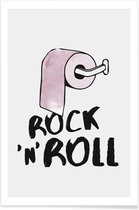 JUNIQE - Poster Rock 'n' Roll -13x18 /Roze & Wit