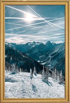 JUNIQE - Poster met houten lijst Austrian Alps in Winter -40x60 /Blauw