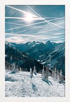 JUNIQE - Poster in houten lijst Austrian Alps in Winter -20x30 /Blauw