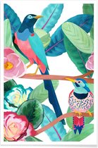 JUNIQE - Poster Birds -13x18 /Groen & Roze