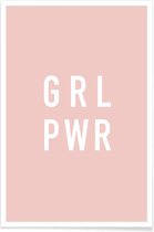 JUNIQE - Poster GRL -30x45 /Roze & Wit