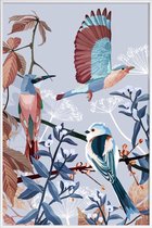 JUNIQE - Poster in kunststof lijst Birds Of Winter -40x60 /Blauw &
