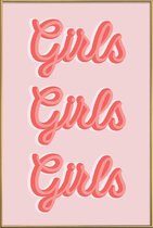 JUNIQE - Poster met kunststof lijst Girls Girls Girls -40x60 /Roze