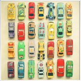 JUNIQE - Poster met kunststof lijst Car park -20x20 /Groen & Ivoor