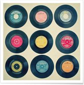 JUNIQE - Poster Vinyl collection -30x30 /Kleurrijk