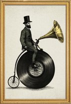 JUNIQE - Poster met houten lijst Music Man -40x60 /Ivoor & Zwart