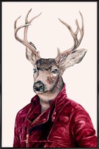 JUNIQE - Poster in kunststof lijst Deer -30x45 /Bruin & Ivoor
