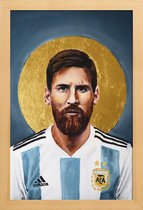 JUNIQE - Poster met houten lijst Football Icon - Lionel Messi -40x60