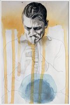JUNIQE - Poster in kunststof lijst Chet Baker -40x60 /Geel & Grijs