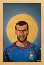 JUNIQE - Poster in houten lijst Football Icon - Zinedine Zidane -20x30