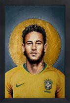 JUNIQE - Poster met houten lijst Football Icon -Neymar -40x60