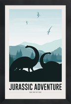 JUNIQE - Poster in houten lijst Jurassic Adventure I -20x30 /Blauw &