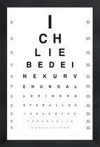 JUNIQE - Poster met houten lijst Eye Chart Ich Liebe Dich -13x18 /Wit