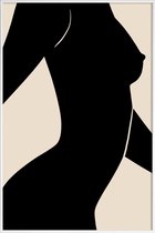 JUNIQE - Poster in kunststof lijst Silhouette II -40x60 /Grijs & Ivoor