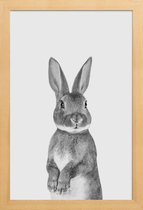 JUNIQE - Poster in houten lijst Paws & Claws Bunny -40x60 /Wit & Zwart