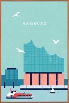 JUNIQE - Poster met kunststof lijst Hambourg Elbphilharmonie - retro