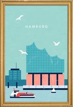 JUNIQE - Poster met houten lijst Hambourg Elbphilharmonie - retro