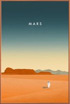 JUNIQE - Poster met kunststof lijst Mars - retro -60x90 /Oranje