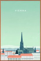 JUNIQE - Poster met kunststof lijst Wenen - retro -30x45 /Blauw