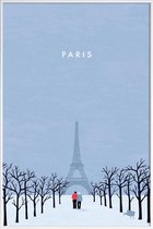 JUNIQE - Poster in kunststof lijst Parijs - retro -30x45 /Blauw