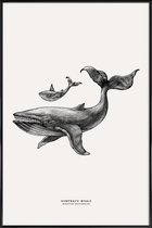 JUNIQE - Poster in kunststof lijst Humpback Whale -40x60 /Grijs &