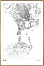 JUNIQE - Poster met kunststof lijst Bali kaart -20x30 /Wit & Zwart