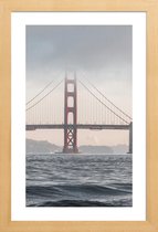 JUNIQE - Poster met houten lijst Golden Gate Bridge -13x18 /Grijs