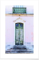 JUNIQE - Poster Lisbon Doorway -20x30 /Groen & Roze